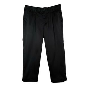 George Men’s Adjustable Waist Pleated Black Cotton Dress Pants